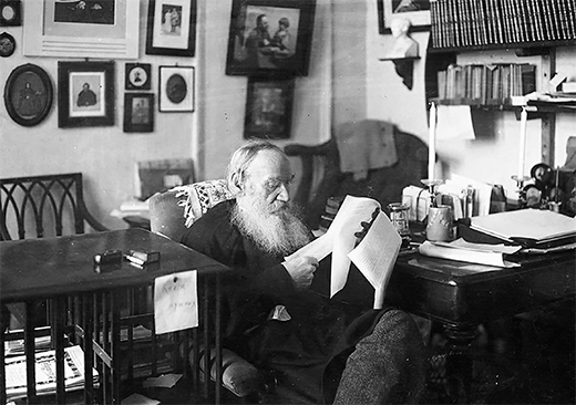 Tolstoy in his house in Yasnaya Polyana