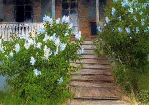 Isaac Levitan. Porch in Melikhovo. Lilics. 1895