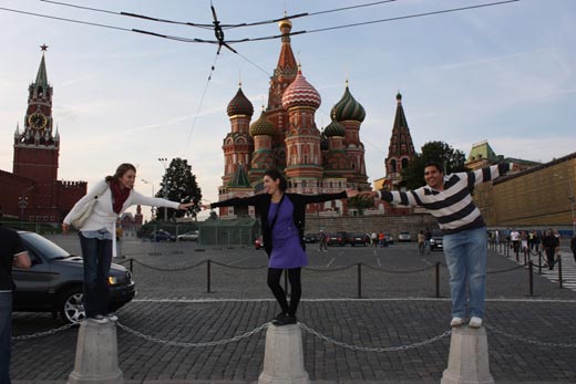 Merve, Esra, Cagri in front of St. Basil Cathedral Merve, Esra, Cagri in front of St. Basil Cathedral